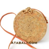 Ata round bag flower pattern with ribbon clip and lining